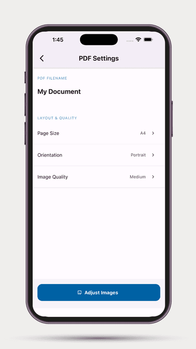 Img2PDF Pro - PDF Settings