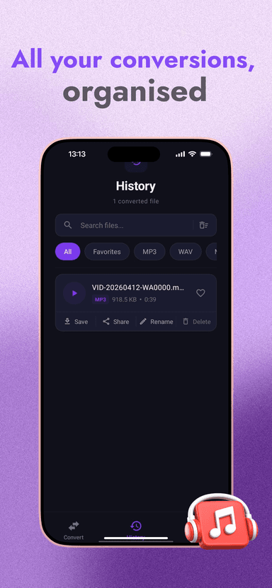 Video2Audio Pro - Save & Share